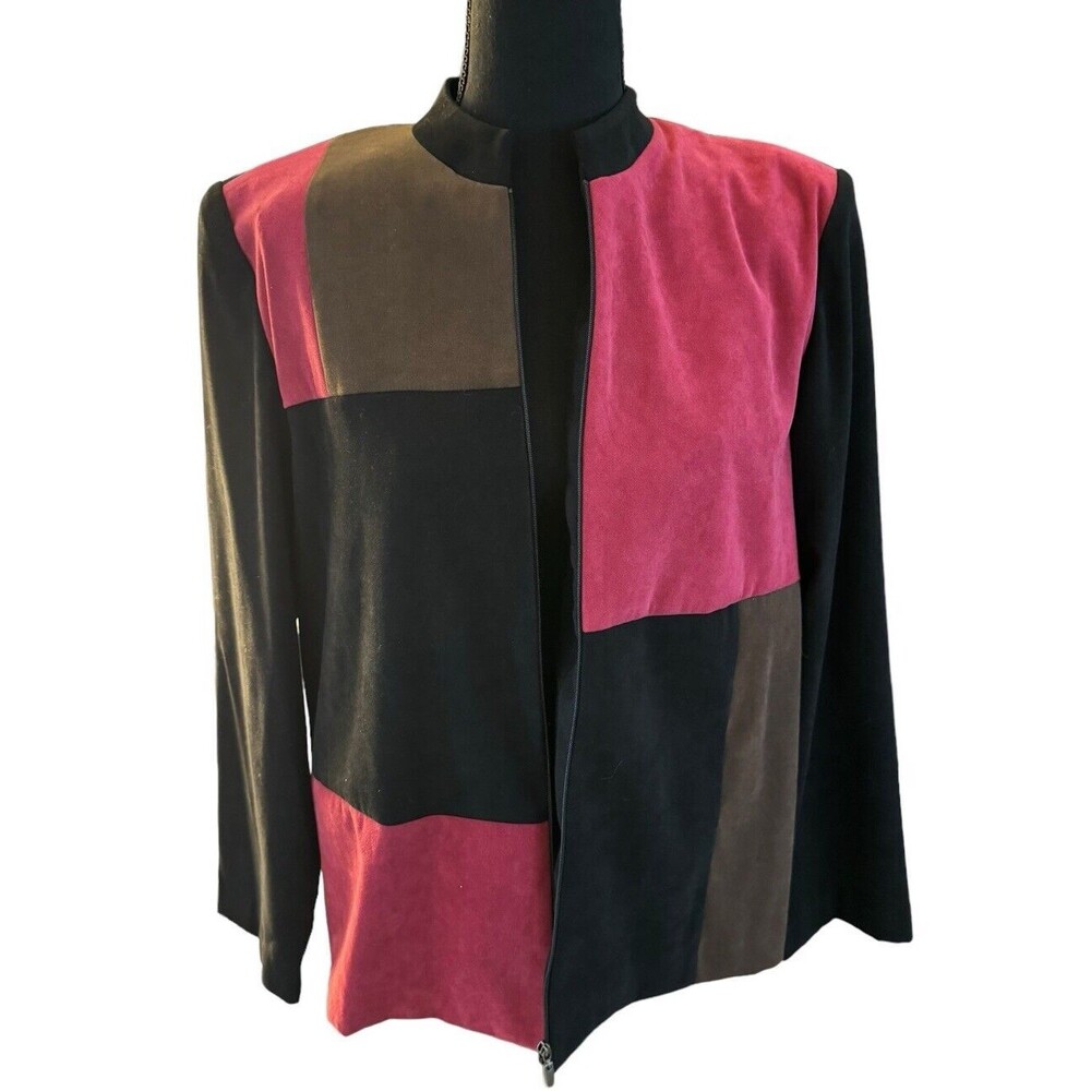 JM collection woman full zip‎ faux suede jacket size 12